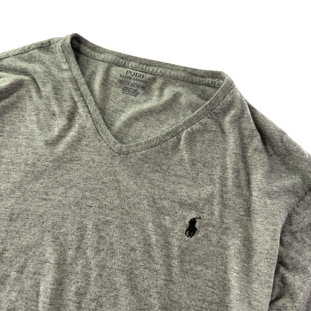 Polo Ralph Lauren Men's Gray Long Sleeve V-Neck Pony Logo T-Shirt XXL